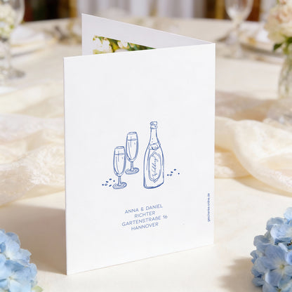 Rückseite der personalisierten Dankeskarte zur Hochzeit mit mediterranem Motiv und frei gestaltbarem Adress- bzw. Textbereich