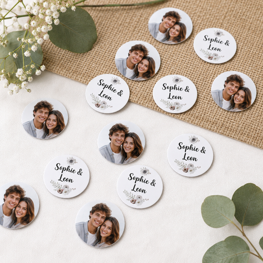 XL - Fotokonfetti zur Hochzeit mit Namen und Blüten