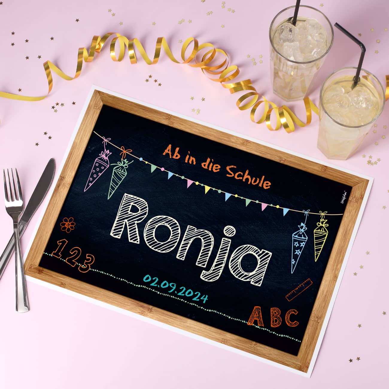 LolaPix Platzdeckchen Mit Namen – Personalisiert, 30x45 Cm, Aus Flachsstoff, Waschbar, Dino-Motiv