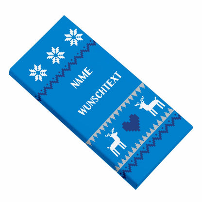 Vollmilchschokolade mit bedruckter Verpackung im nordischen Stil, mit Ihrem Wunschnamen und Text