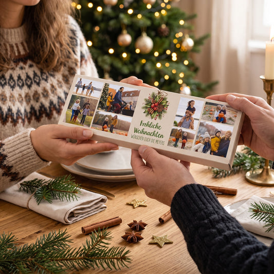 Persönliche XL Schokolade mit Fotocollage als Weihnachtsgeschenk für Familie und Freunde