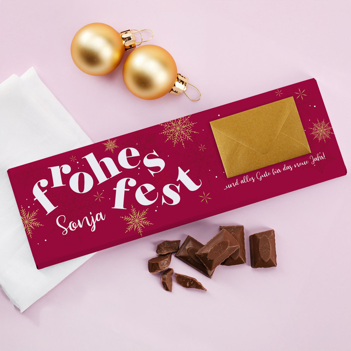 XL Schokolade zu Weihnachten mit Geldumschlag & Wunschtext personalisiert | Geld Geschenk fürs Fest