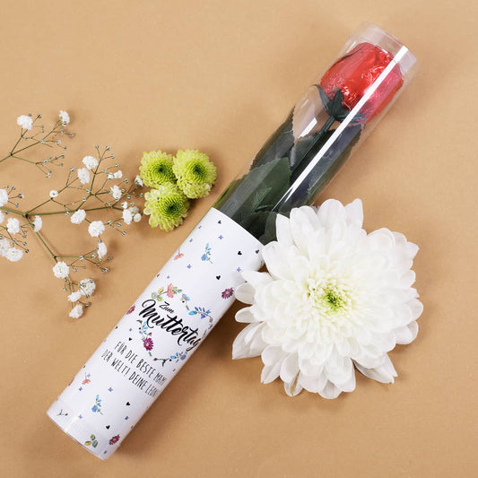 Schokorose zum Muttertag mit Ihrem Text nach Wunsch