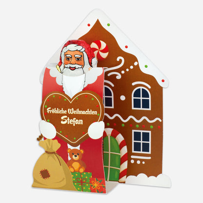 Lindt-Weihnachtsmann mit personalisierter Banderole mit Name als kleines Weihnachtsgeschenk, Nikolausgeschenk, Wichtelgeschenk oder Gastgeschenk zu Weihnachten