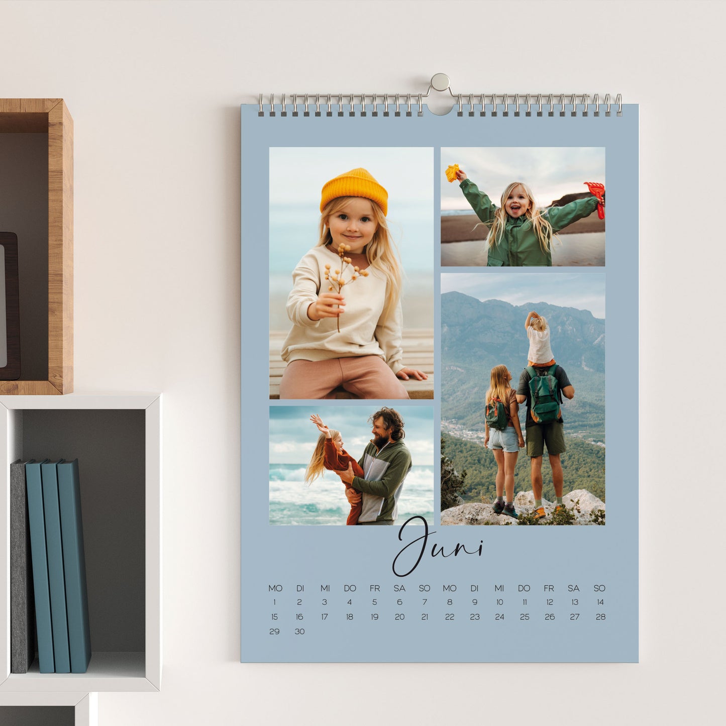 Personalisierter Foto-Wandkalender 2026 mit Farbauswahl, Wunschtext & mehreren Fotos | A3 oder A4