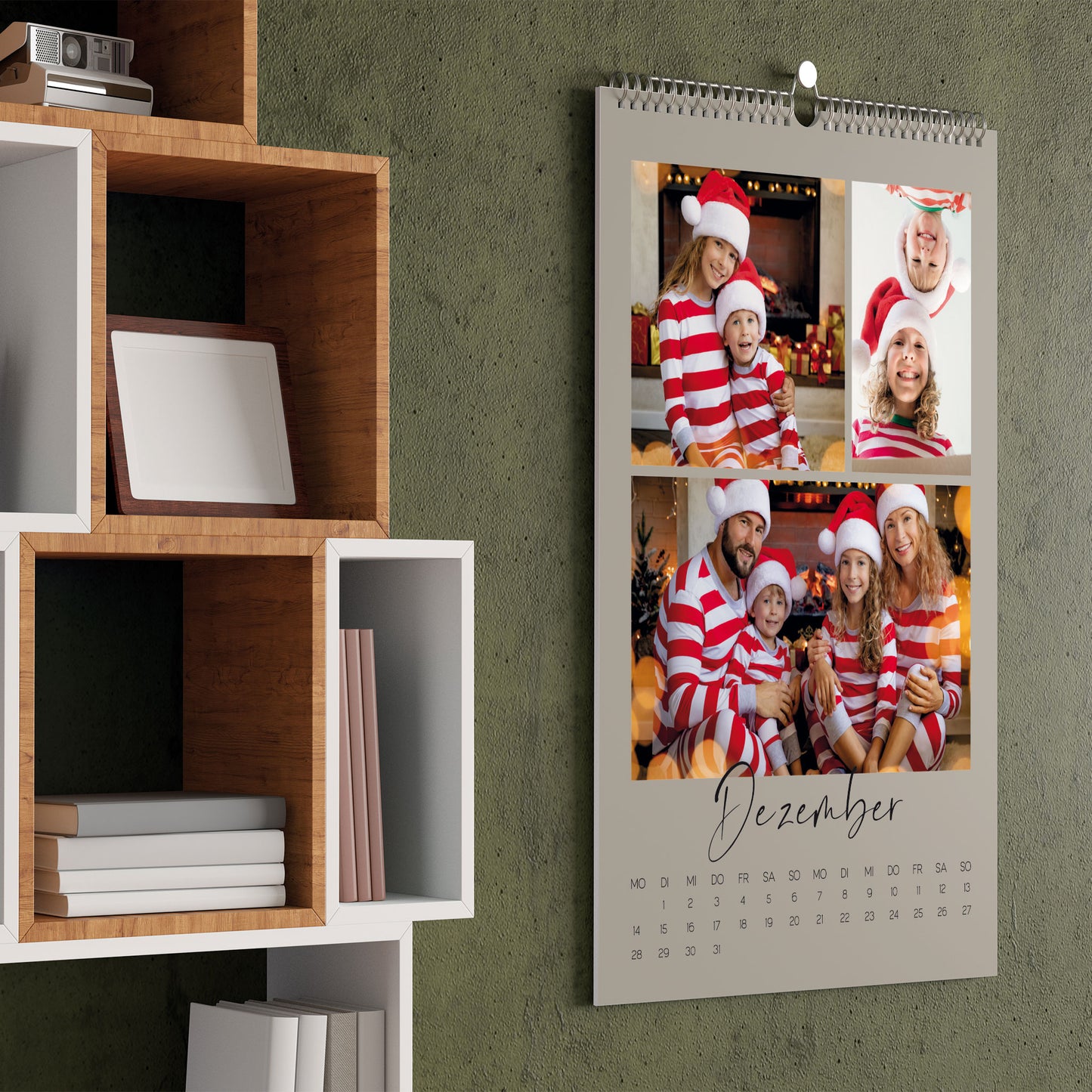 Personalisierter Foto-Wandkalender 2026 mit Farbauswahl, Wunschtext & mehreren Fotos | A3 oder A4