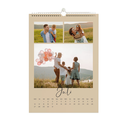 Personalisierter Foto-Wandkalender 2026 mit Farbauswahl, Wunschtext & mehreren Fotos | A3 oder A4