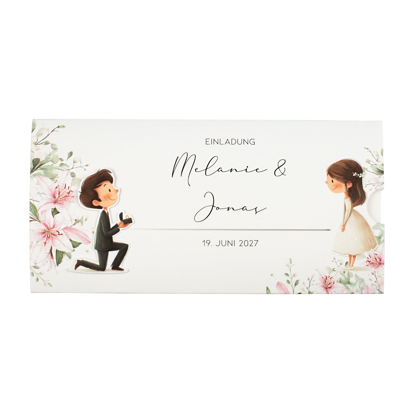 Ziehkarte Hochzeit komplett weiß – Design ohne Farbe, Kartenrohling