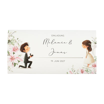 Ziehkarte Hochzeit komplett weiß – Design ohne Farbe, Kartenrohling