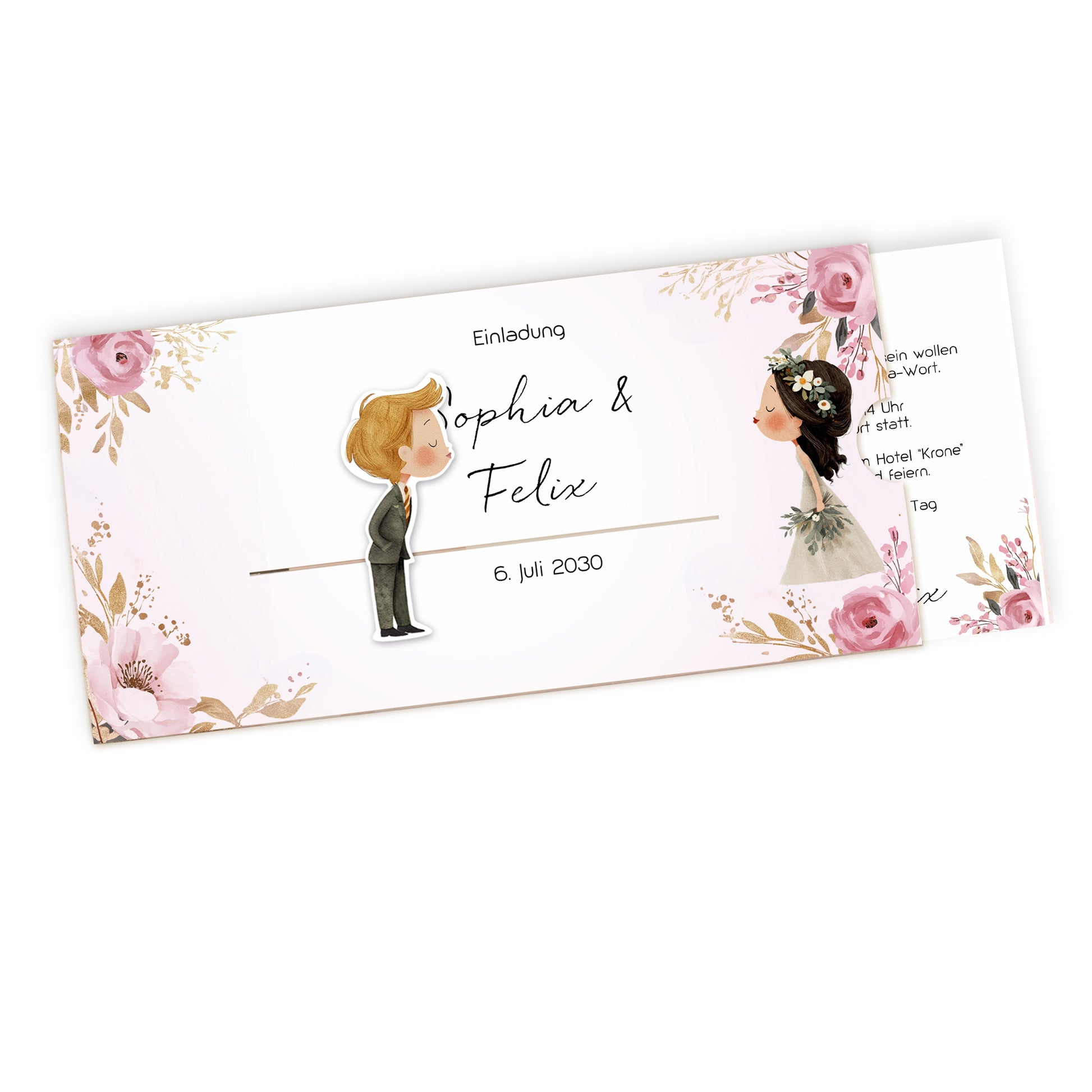 Weiße Ansicht der Ziehkarte leicht geöffnet, beweglicher Effekt der Figuren erkennbar