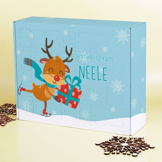 Adventskalender zum selber Füllen mit niedlichem Rentier