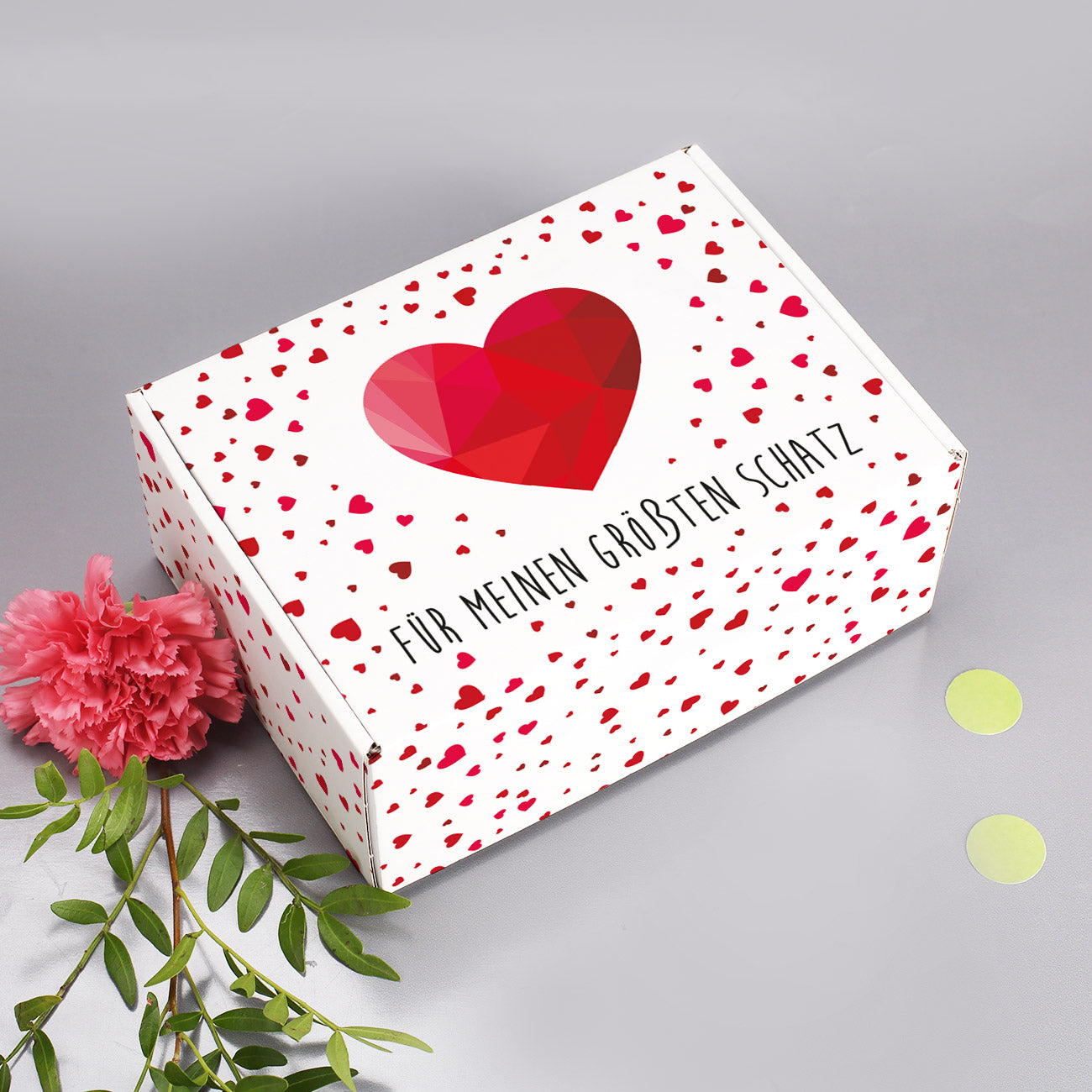 Geschenkverpackung für romantische Anlässe mit Ihrem Wunschtext gestaltet