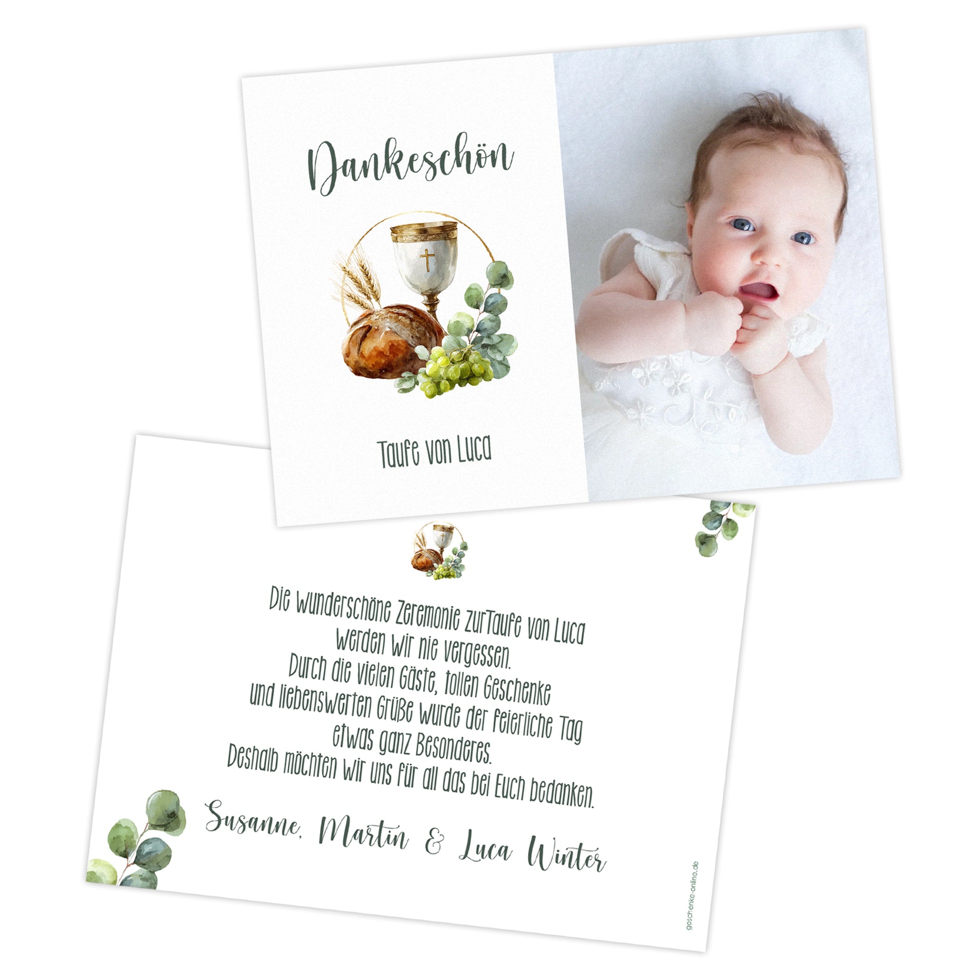 Danksagungskarte Konfirmation oder Firmung personalisierbar mit Foto und Wunschtext