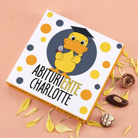 Lindt Pralinen zum Abitur mit Name und Jahr