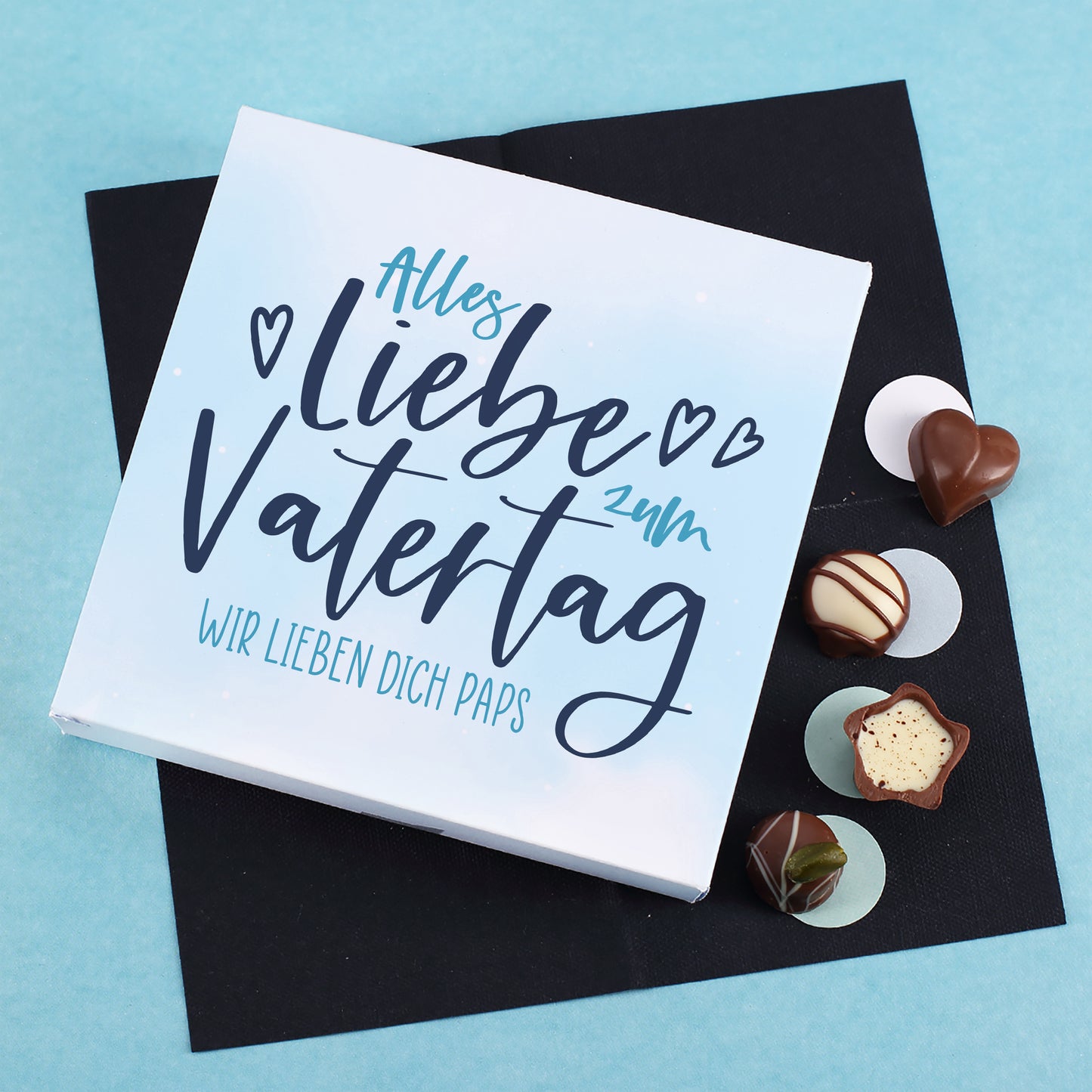 Geschenkidee für Papa mit personalisierter Schokolade zum Vatertag und Männertag