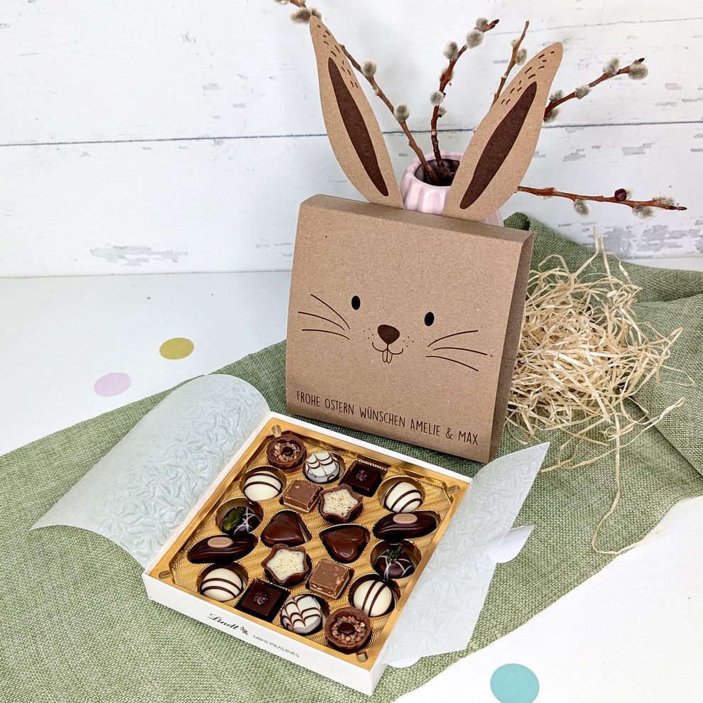 Lindt-Pralinen in niedlicher Hasen-Banderole – geschenke-online.de