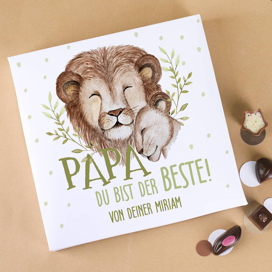 Personalisierte Pralinenschachtel zum Vatertag mit Text nach Wunsch