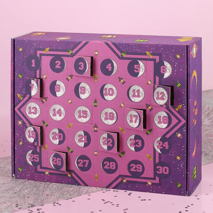 Personalisierter DIY Ramadankalender zum selbst Befüllen bedruckt mit Laternen und Mondphasen