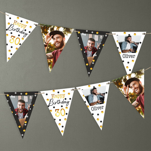 Creative Party Wimpelbanner Aus Papier – 90 Wimpel, Schwarz/gold Mit Streifen, Für Geburtstag & Feiern