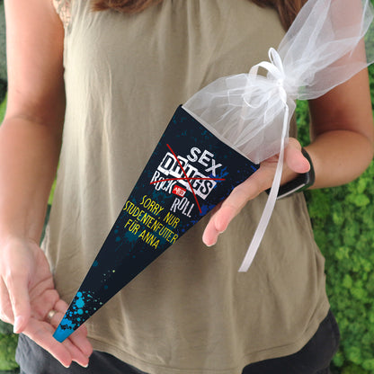 No Sex, Drugs and Rock'n Roll - kleine Zuckertüte mit Wunschtext