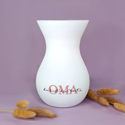 Personalisierte Ritzenhoff-Vase in Weiß mit zweizeiligem Wunschtext zum Muttertag
