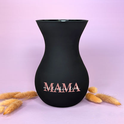 Personalisierte Ritzenhoff-Vase in Schwarz mit zweizeiligem Wunschtext zum Muttertag