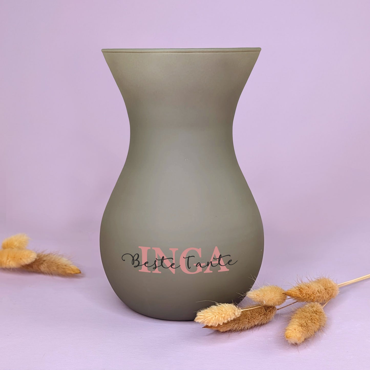 Personalisierte Ritzenhoff-Vase in Braun mit zweizeiligem Wunschtext