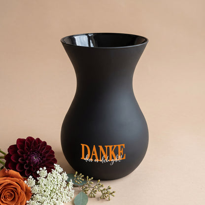 Schwarze Ritzenhoff Vase mit DANKE-Schriftzug und frei wählbarem Wunschtext