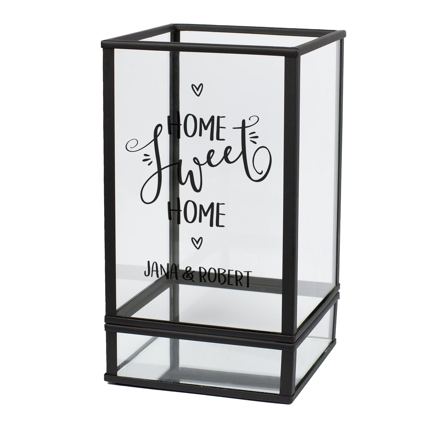 Windlicht Home Sweet Home in Laternenform mit Personalisierung Jana & Robert