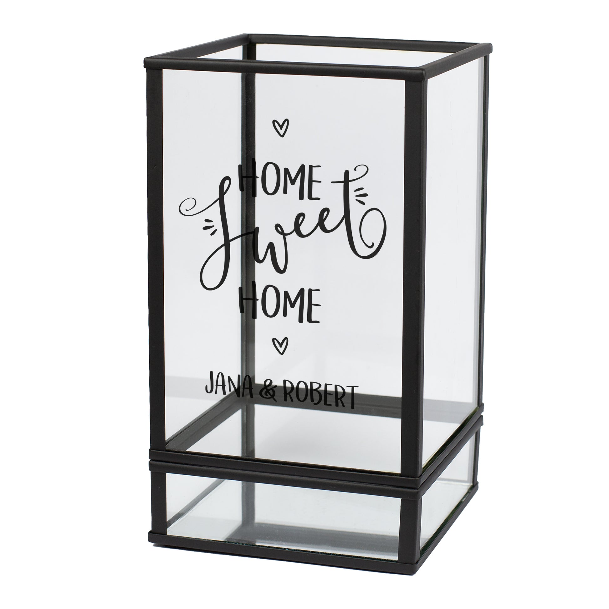 Windlicht Home Sweet Home in Laternenform mit Personalisierung Jana & Robert
