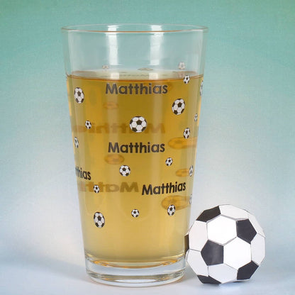 Fußballer Trinkglas mit Namensaufdruck
