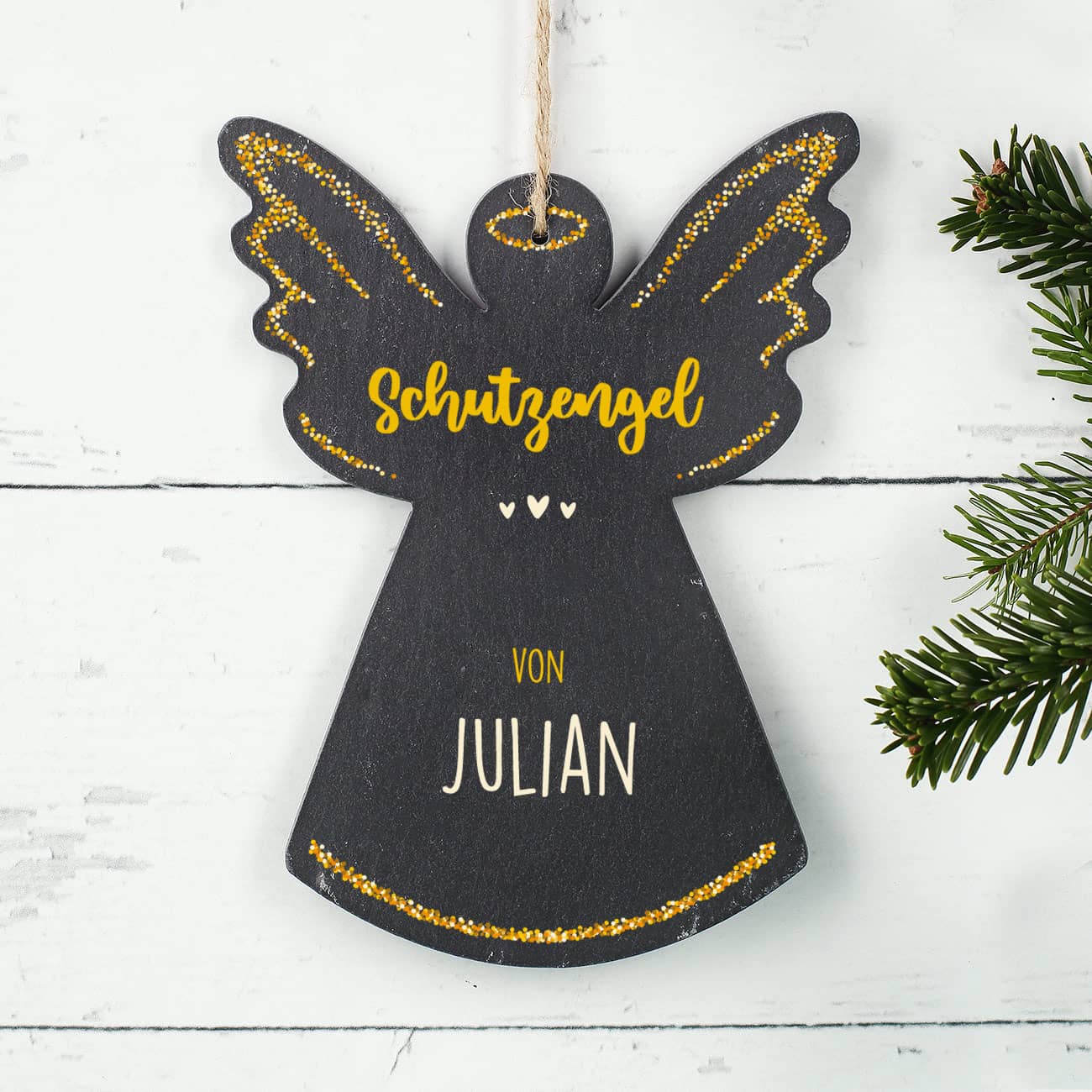 Glücksbringer - Schutzengel aus Schiefer mit Name