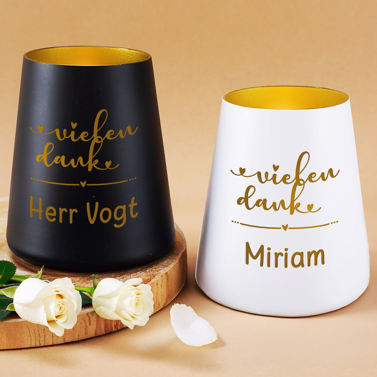 Personalisiertes Windlicht als Dankeschön Geschenk mit Name & Herz –