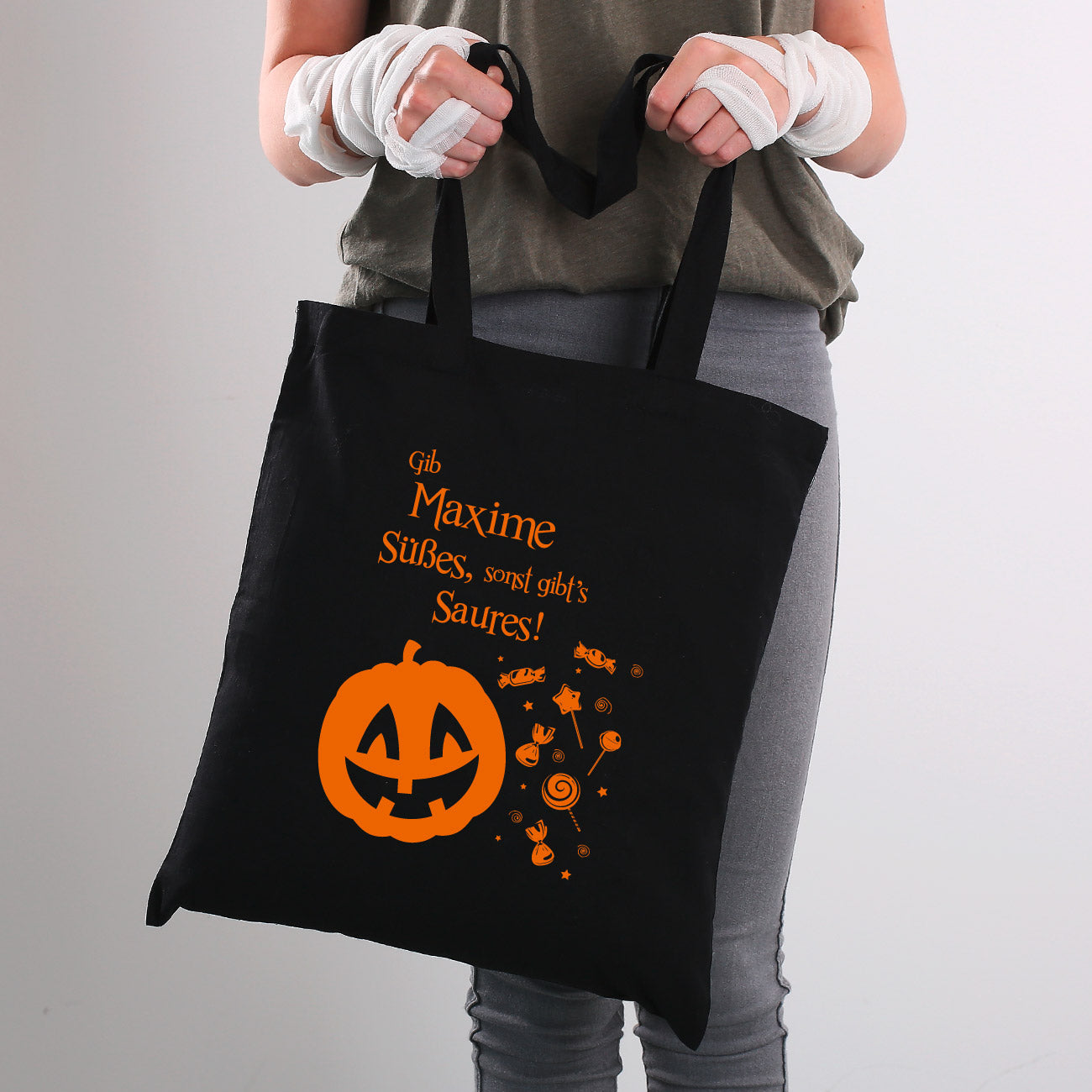 Halloween Süßigkeiten Beutel personalisierbar mit Name | Süßes sonst gibt´s Saures