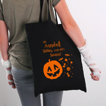 Halloween Süßigkeiten Beutel personalisierbar mit Name | Süßes sonst gibt´s Saures