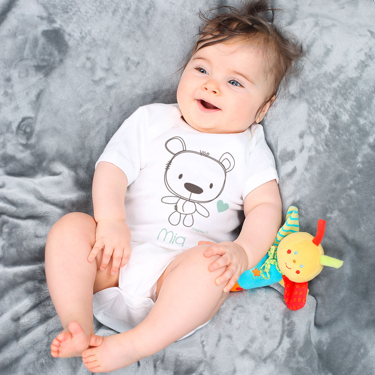 Babybody mit Teddybär und Name