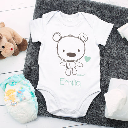 Bedruckter Body mit Teddybär und Name