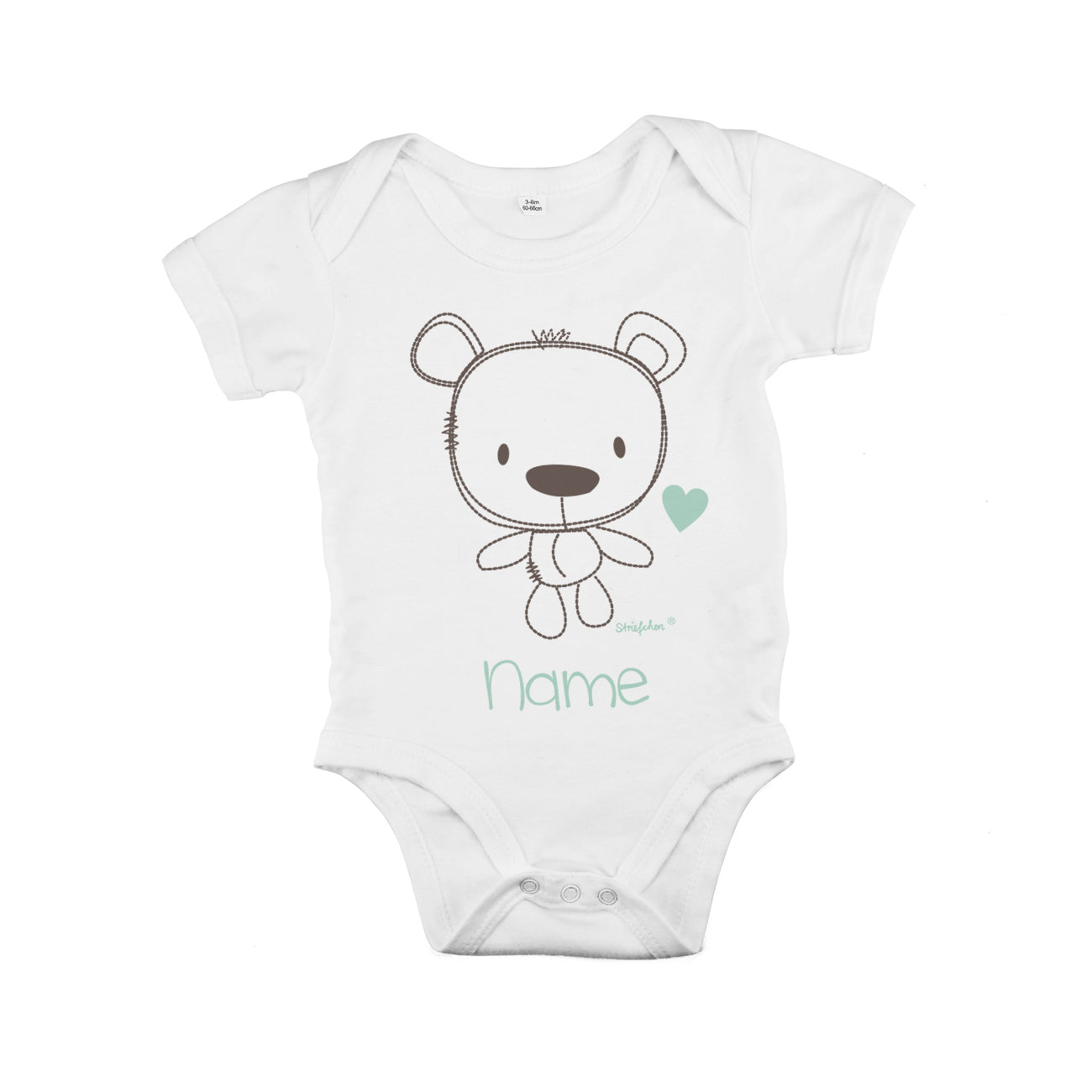 Baby Body mit Teddybär und Namen bedruckt