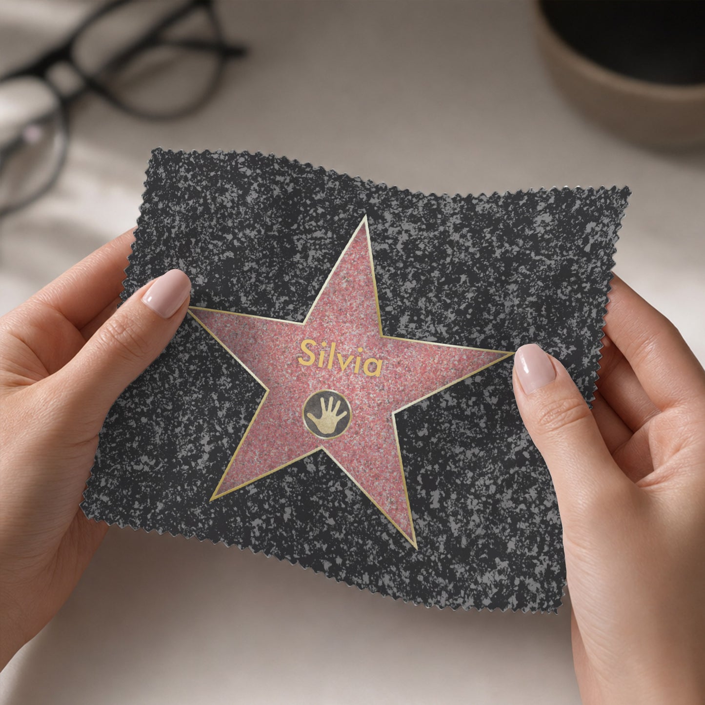 Brillenputztuch Walk of Fame mit Wunschnamen