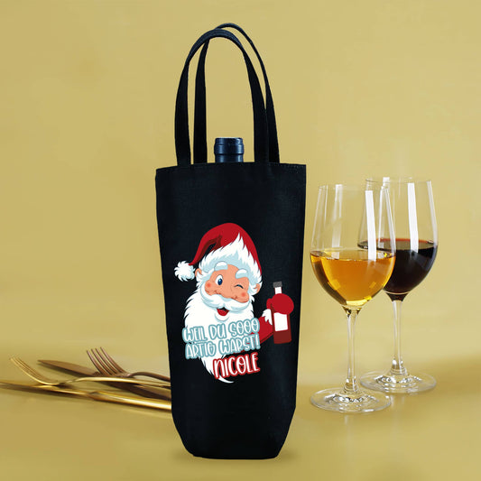Flaschentasche "Weil du sooo artig warst!" mit Name personalisiert zu Weihnachten