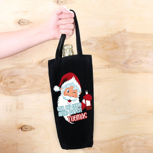 Flaschenbeutel bedruckt mit Name nach Wunsch für Weihnachtsgeschenke