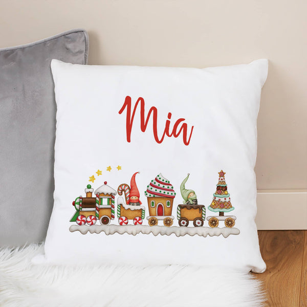 Personalisierbares Kissen mit Wichtelzug – Weihnachtsgeschenk mit Name –