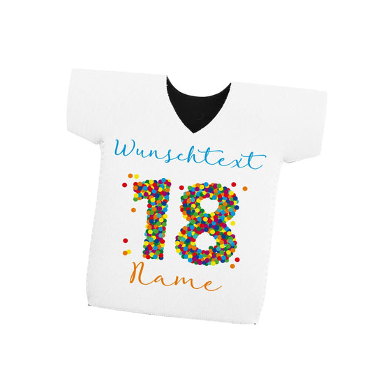 Flaschenkühler-Shirt zum 18. Geburtstag mit Wunschtext und Name