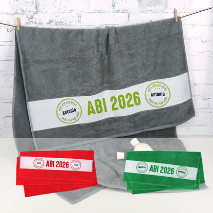 Abi Badetuch mit Name - Reif für die Insel - Varianten
