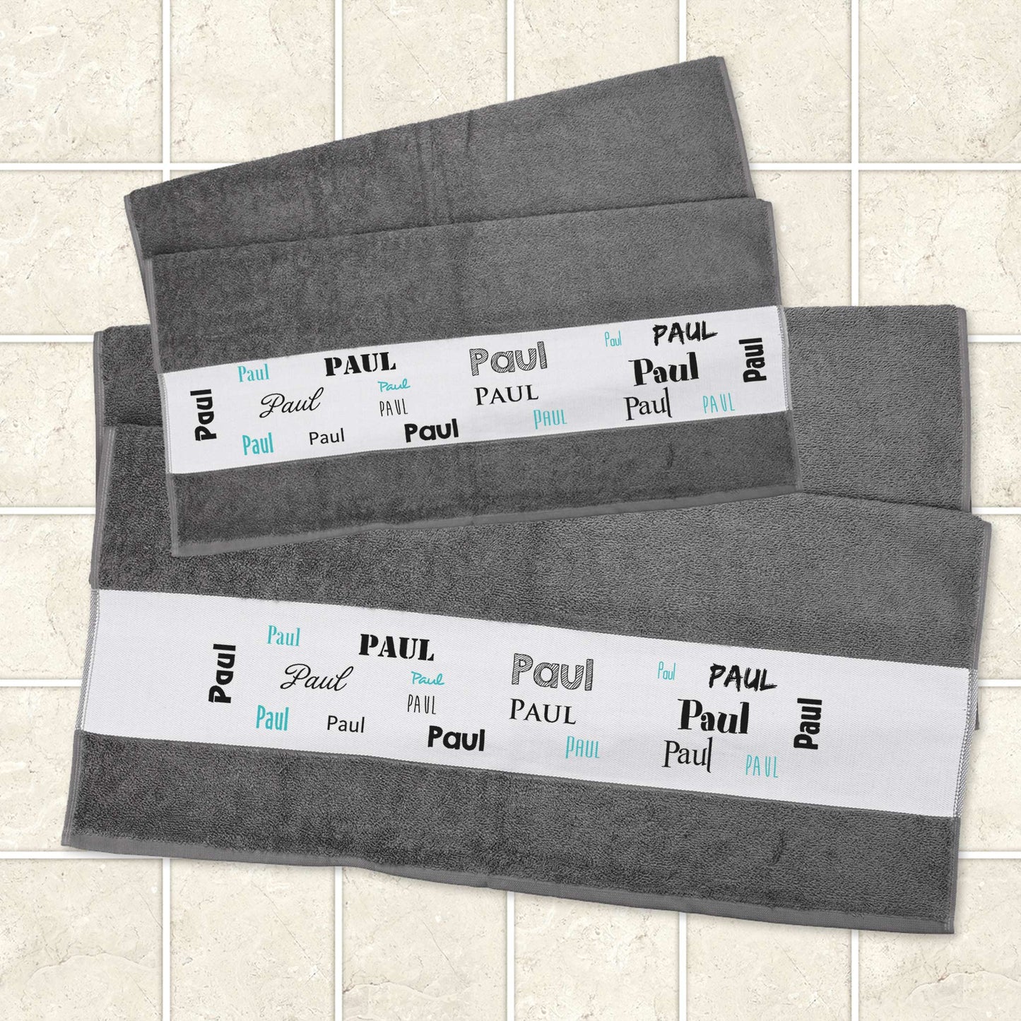 Badetuch mit Ihrem Namen in verschiedenen Schriftarten | 2 Größen wählbar