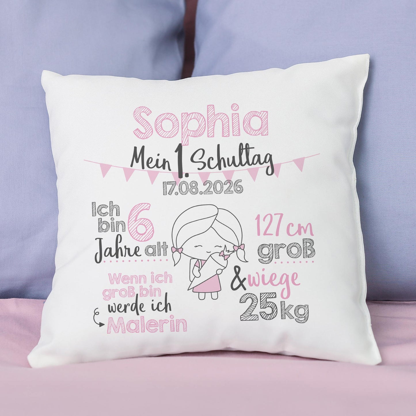 Kissen zur Einschulung für Mädchen
