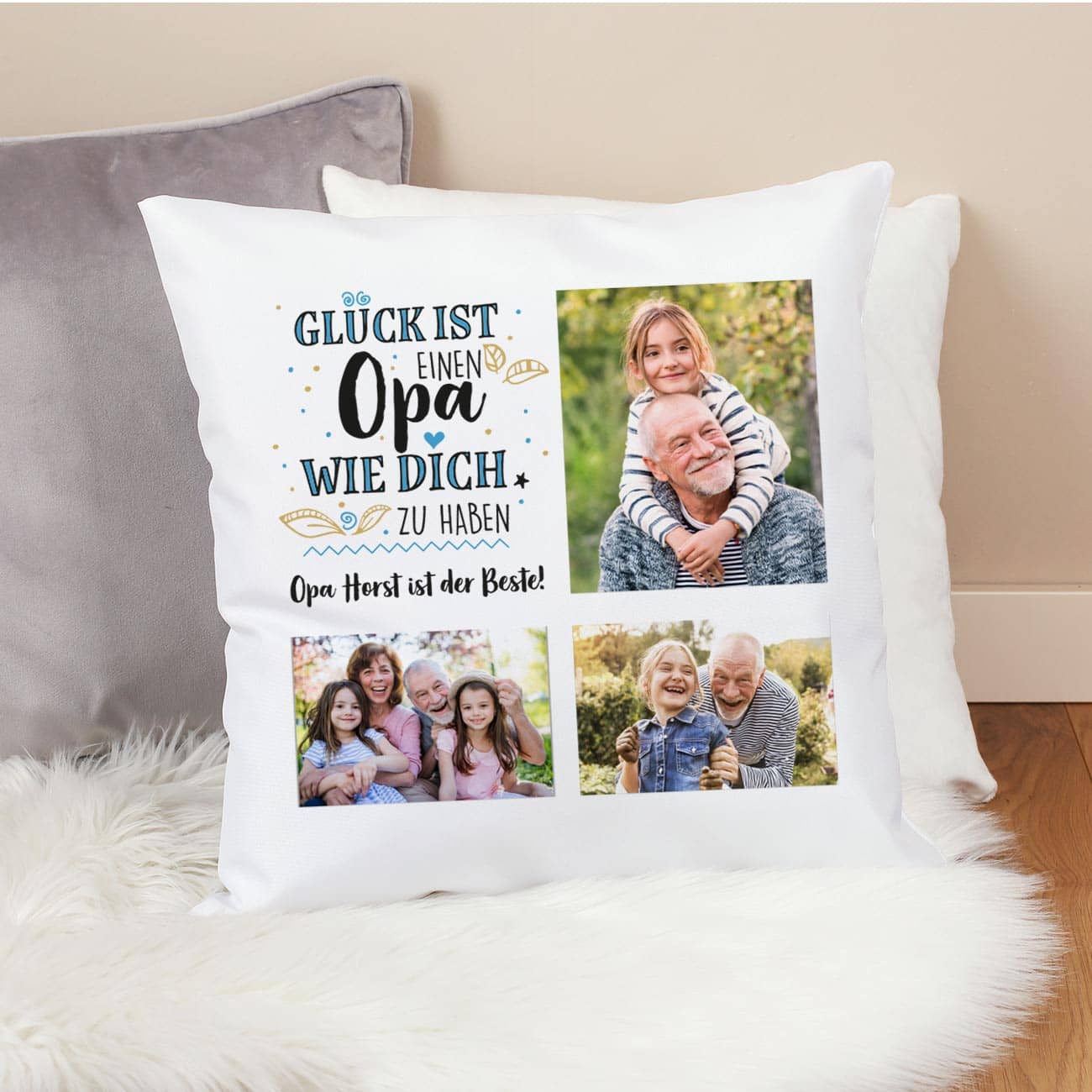 Fotokissen für Opas - Glück ist einen Opa wie dich zu haben