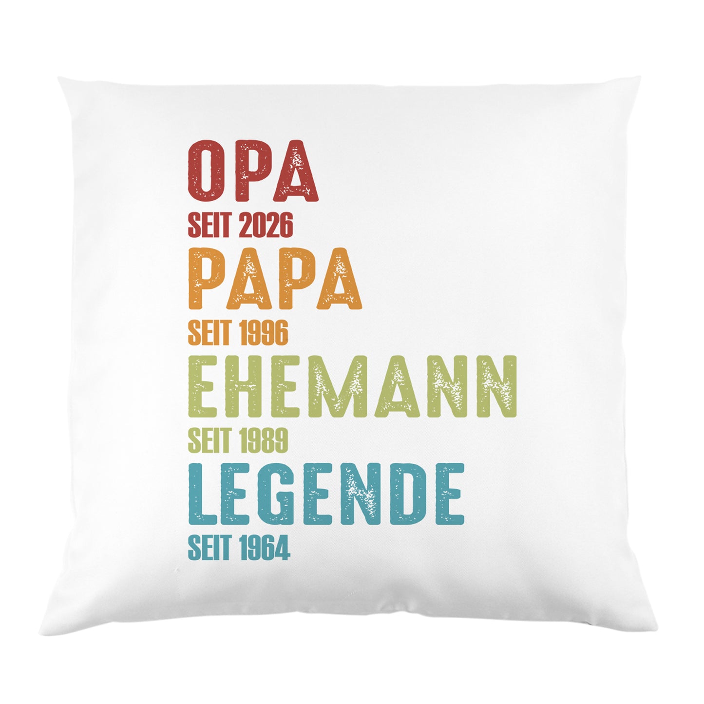 Geschenkidee Kissen für Männer mit personalisiertem Aufdruck Opa Papa Ehemann Legende und Jahreszahlen