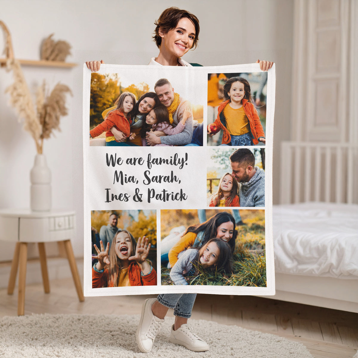 Kleine Kuscheldecke personalisiert mit 5 Fotos und Wunschtext –