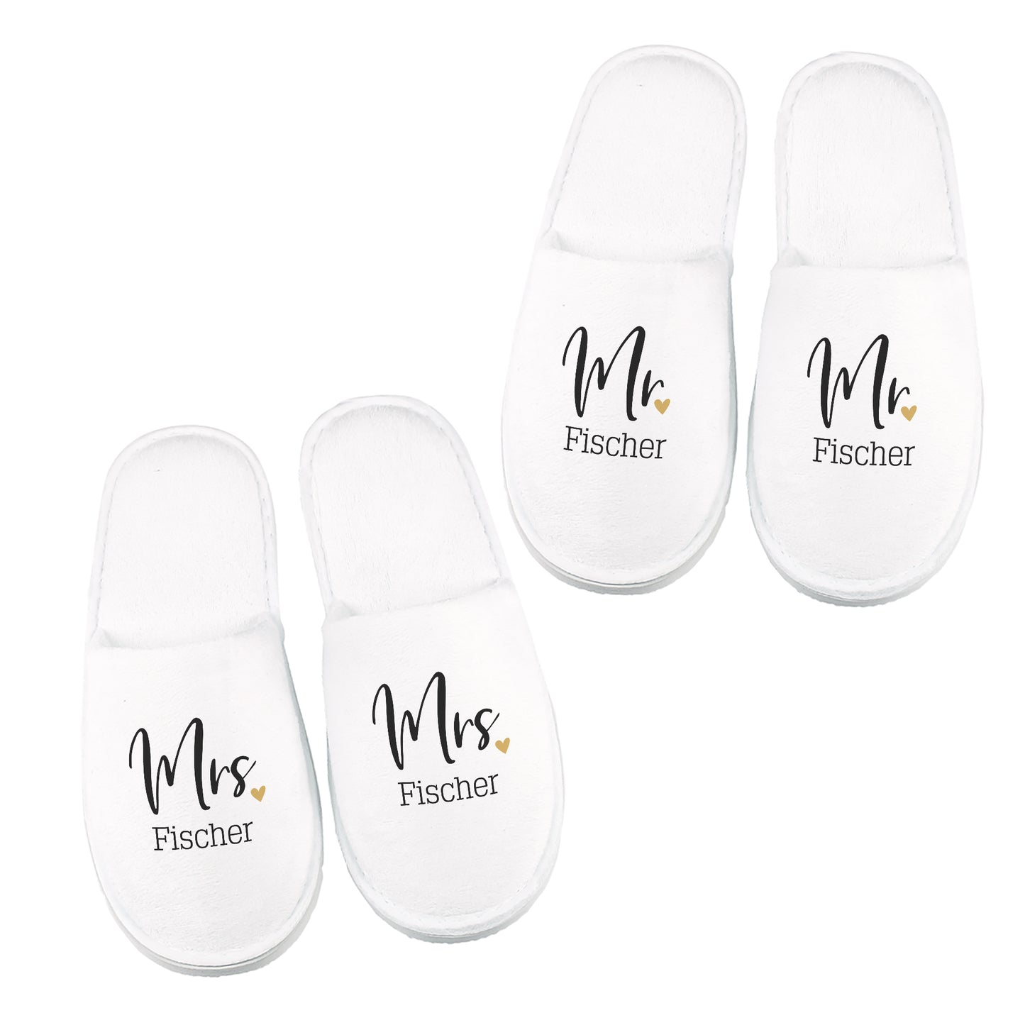 Mr und Mrs Pantoffeln personalisiert mit Namen als Geschenk zur Hochzeit